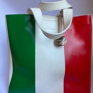Furla Tricolor Patent Tote — Green White Red